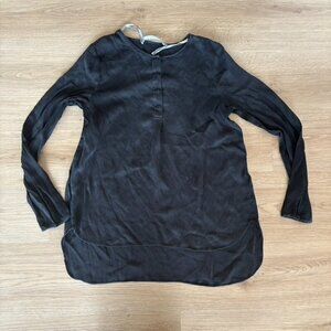 Tiger of Sweden Black Textured long sleeve henley blouse 36 small